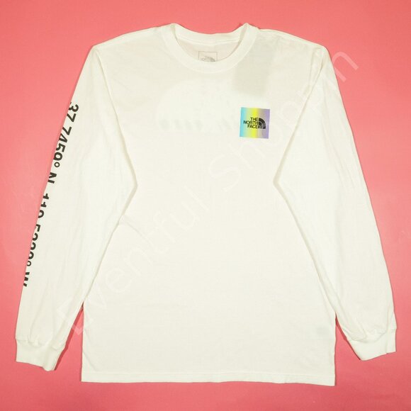 The North Face Distorted Half Dome Long Sleeve Shirt in White Size Large - Picture 2 of 9